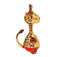 Load image into Gallery viewer, Giraffe in red shorts. Handmade Glass Christmas ornament. 2020-051