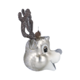 Load image into Gallery viewer, Silver Reindeer Sparkle. Handmade Glass Christmas ornament deer
