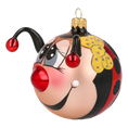 Load image into Gallery viewer, Ladybug with a Bow Glass Christmas ornament bee