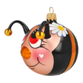 Load image into Gallery viewer, Happy Bee. Handmade Glass Christmas ornament.