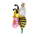 Load image into Gallery viewer, Honeybee Blossom Handmade Glass Christmas ornament bee