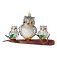 Load image into Gallery viewer, Owl Family Gathering Handmade Glass Christmas ornament
