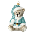 Load image into Gallery viewer, Minty Bear. Handmade Glass Christmas ornament. 2020-187
