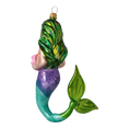 Load image into Gallery viewer, Pearl Mermaid. Handmade Glass Christmas ornament.