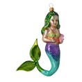Load image into Gallery viewer, Pearl Mermaid. Handmade Glass Christmas ornament. 2020-278
