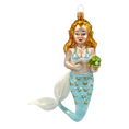 Load image into Gallery viewer, Aquamira Mermaid. Handmade Glass Christmas ornament.