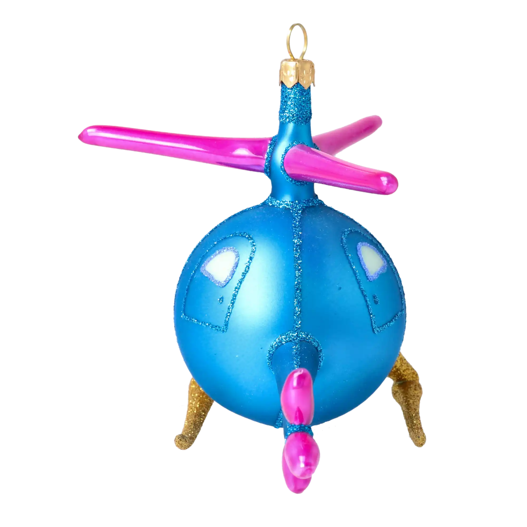 Sky Whirly the Helicopter Glass Christmas ornament free blowing