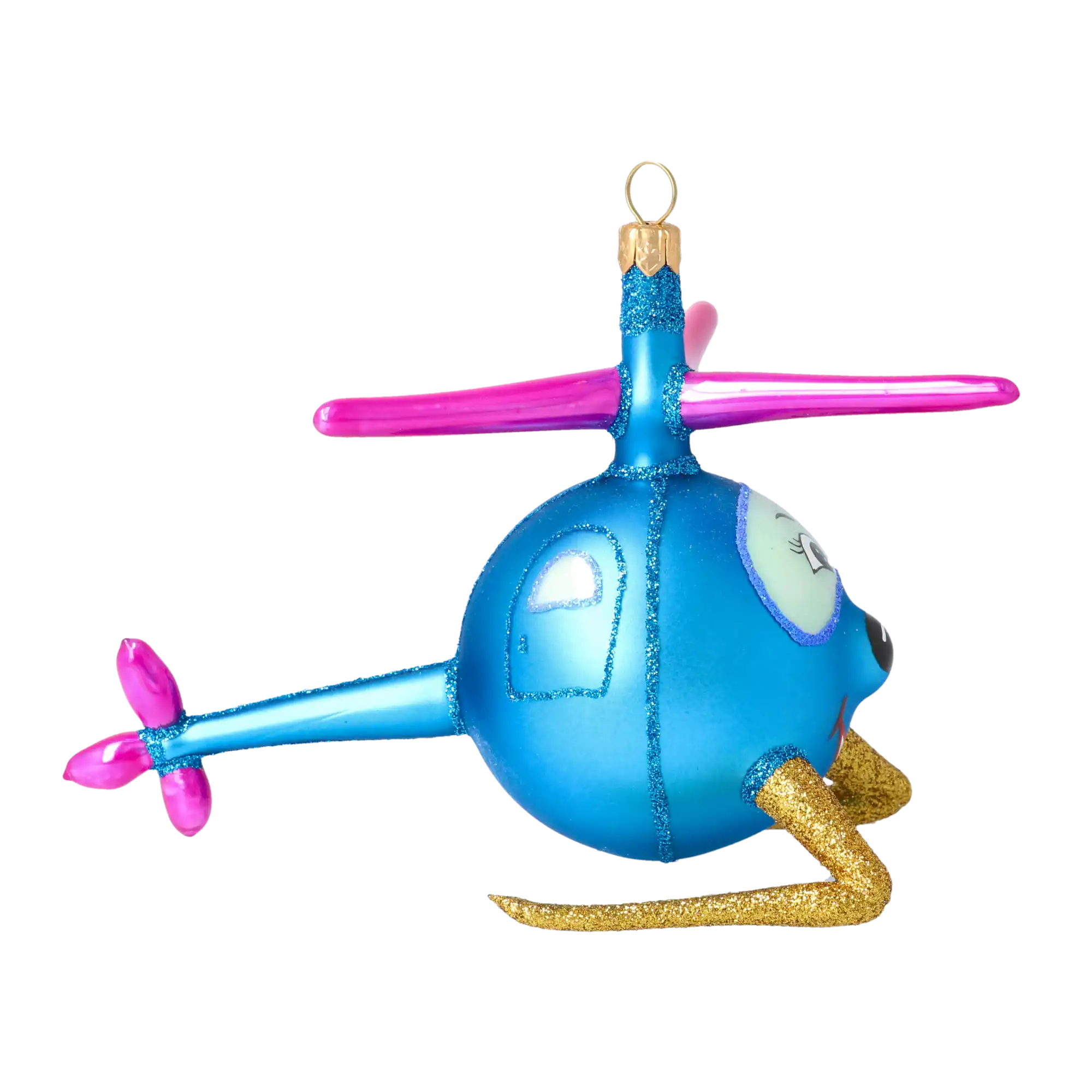 Sky Whirly the Helicopter Glass Christmas ornament free blowing
