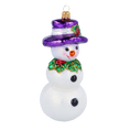 Load image into Gallery viewer, The Snowman in the Purple Hat. Handmade Glass Christmas ornament. 2020-395