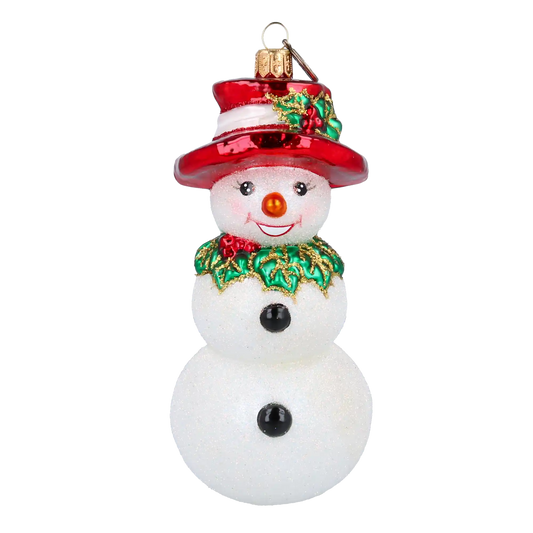 Rudy the Snowman Handmade Glass Christmas ornament