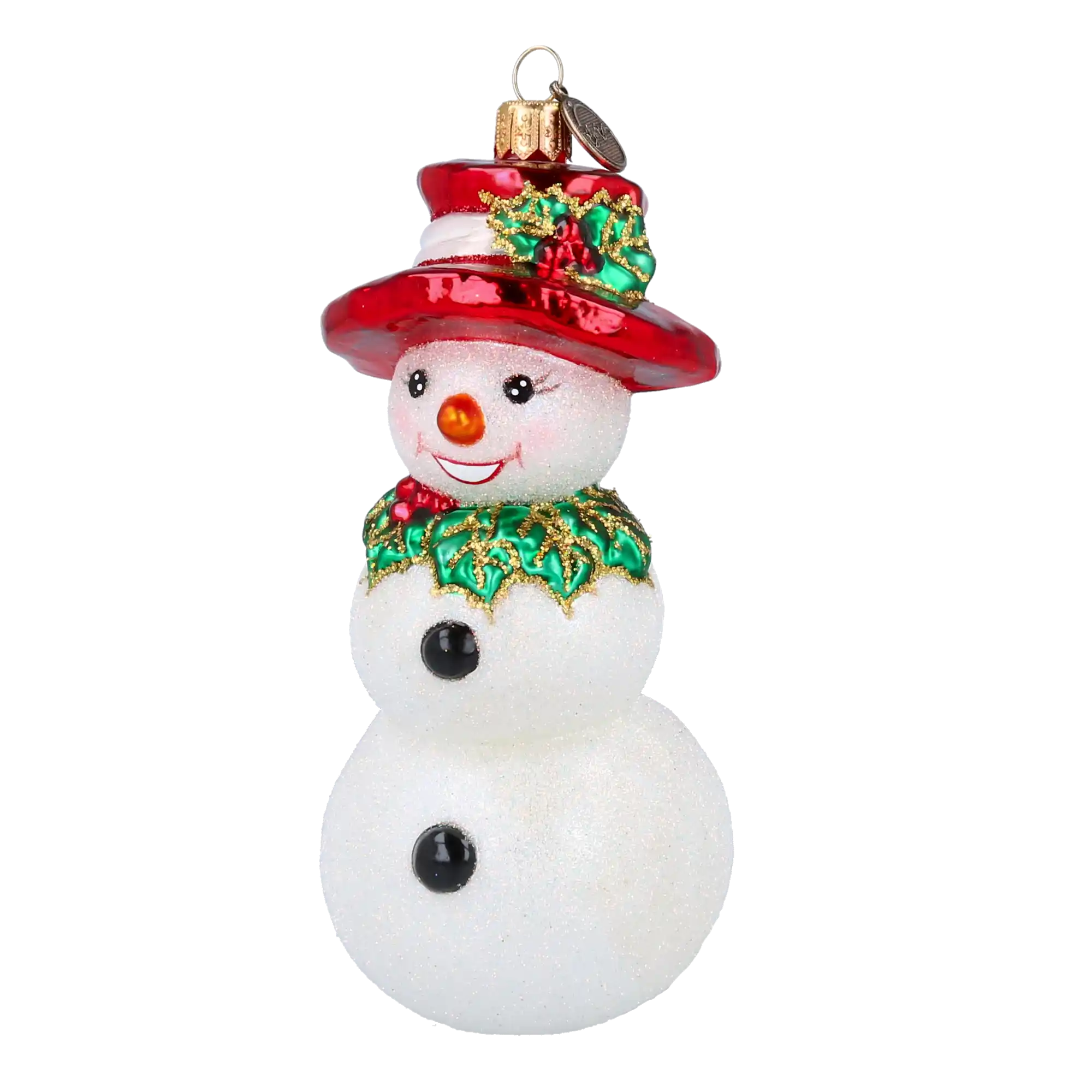 Rudy the Snowman Handmade Glass Christmas ornament