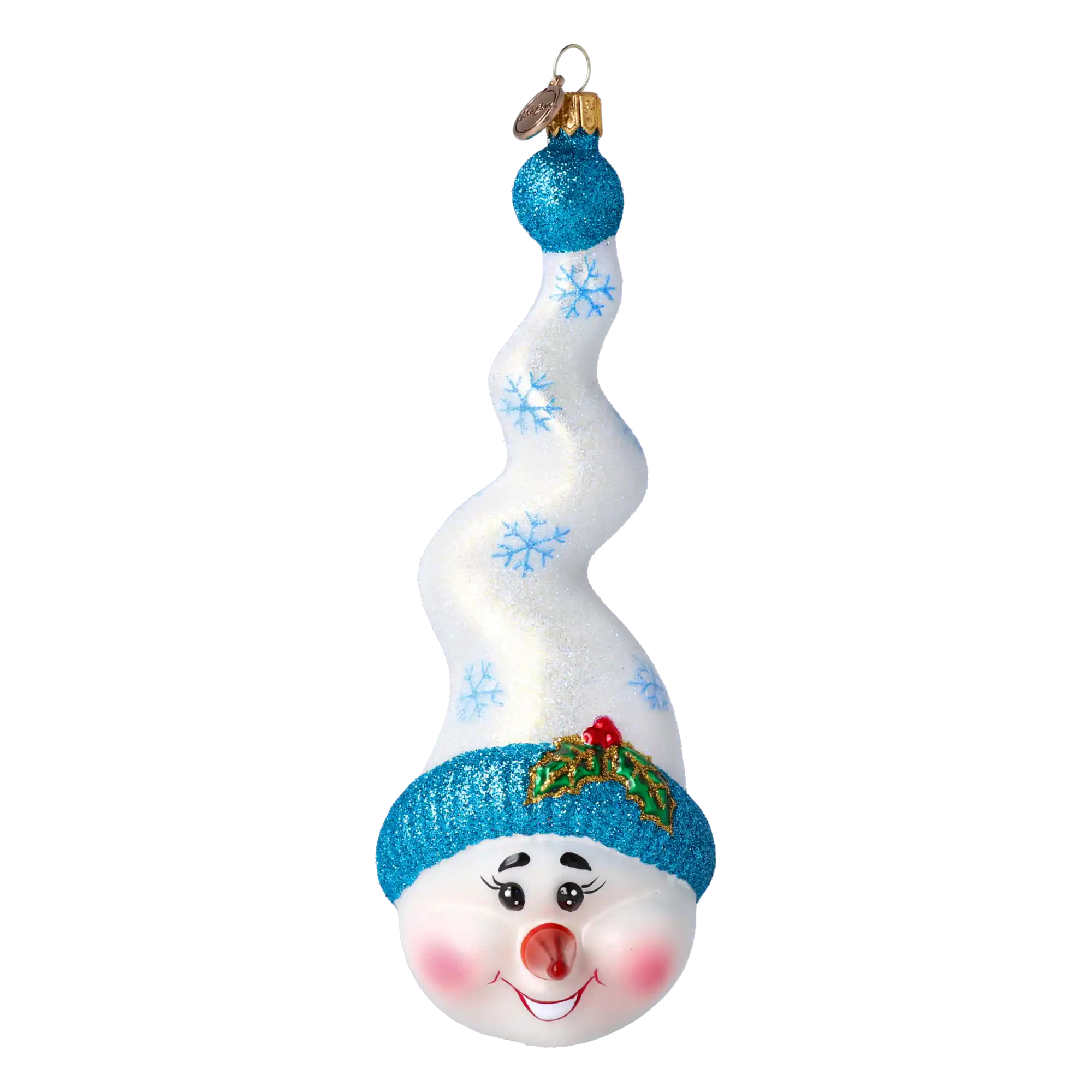 Mr. Frosty Twirl Handmade Glass Christmas ornament Snowman
