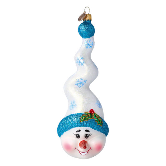 Mr. Frosty Twirl Handmade Glass Christmas ornament Snowman