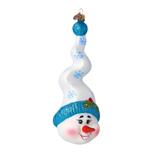 Mr. Frosty Twirl Handmade Glass Christmas ornament Snowman