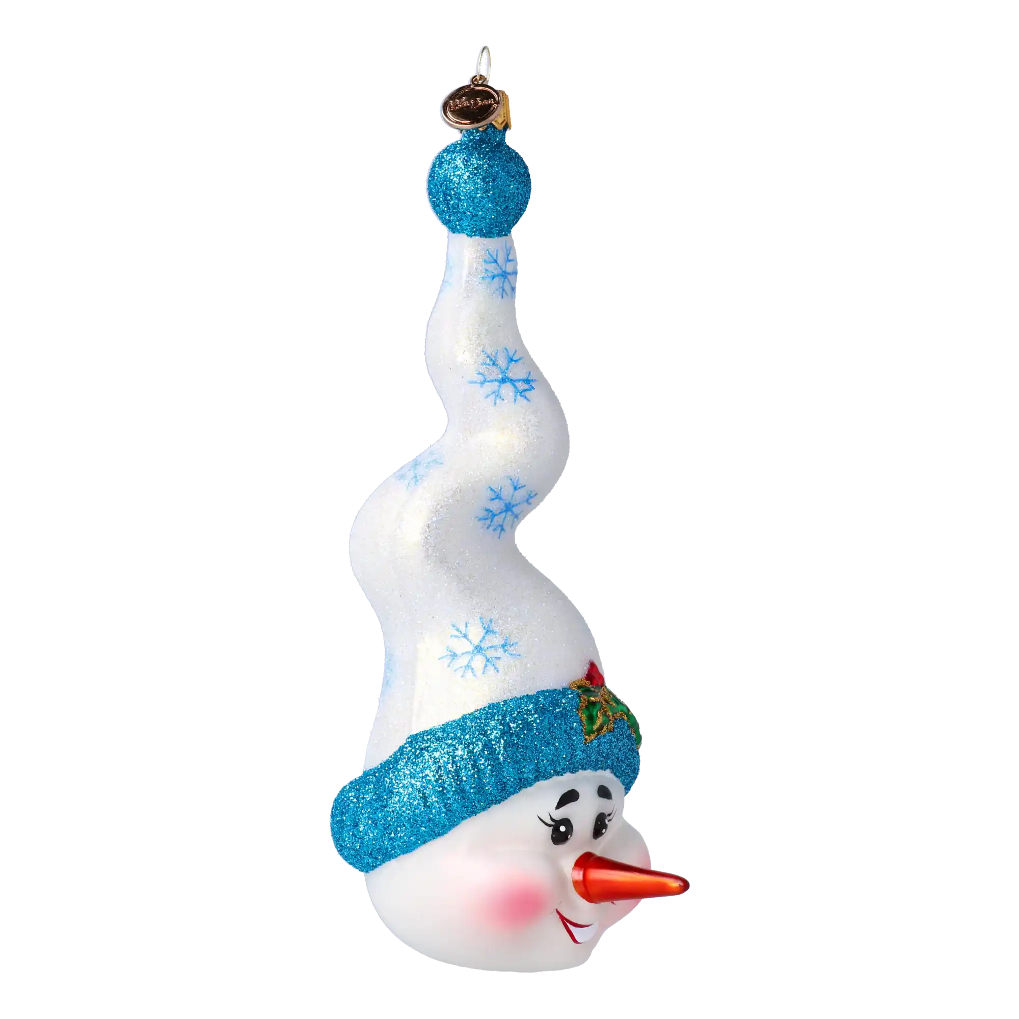 Mr. Frosty Twirl Handmade Glass Christmas ornament Snowman