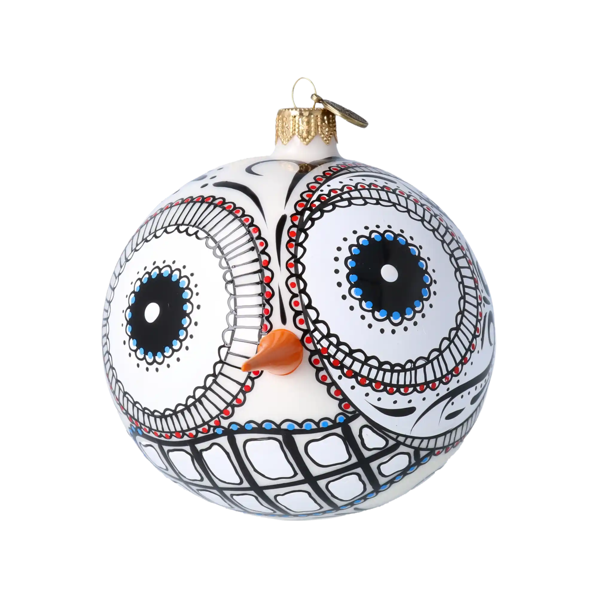Mexican Snowman Charm. Handmade Glass Christmas ornament.