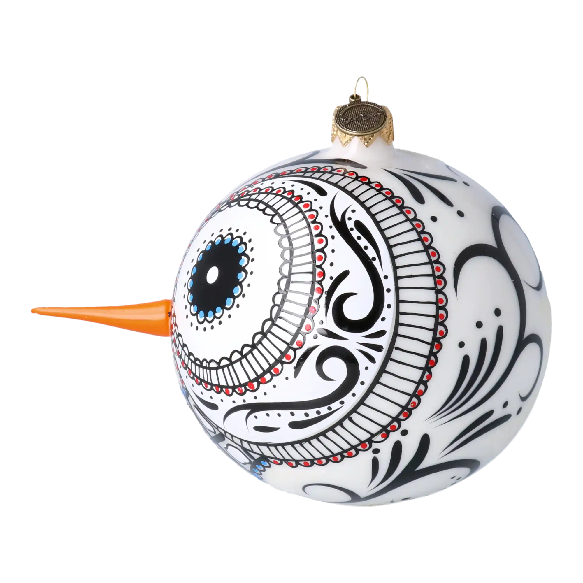 Mexican Snowman Charm. Handmade Glass Christmas ornament.