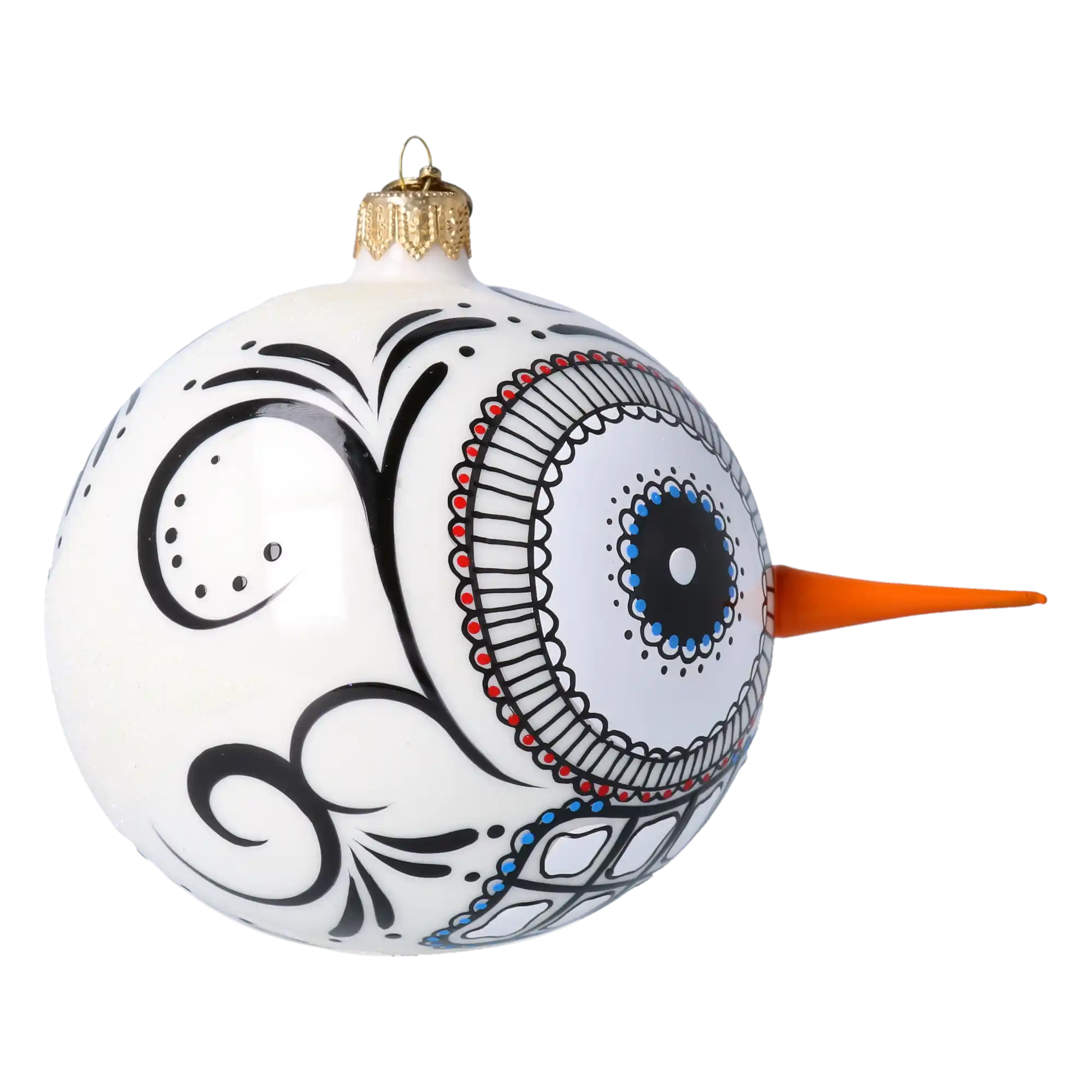 Mexican Snowman Charm. Handmade Glass Christmas ornament.