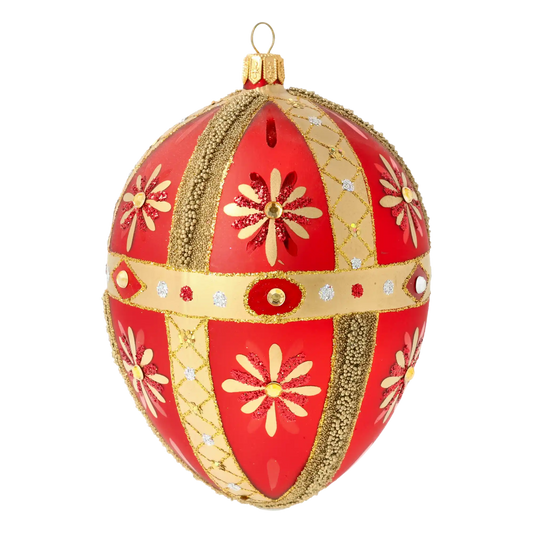 Imperial Ruby Egg Handmade Glass Christmas ornament.
