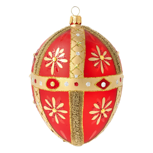 Imperial Ruby Egg Handmade Glass Christmas ornament.