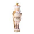Load image into Gallery viewer, Pink Candy Nutcracker. Handmade Glass Christmas ornament.