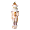 Load image into Gallery viewer, Pink Candy Nutcracker. Handmade Glass Christmas ornament.