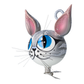 Load image into Gallery viewer, Magic Grey Cat. Handmade Glass Christmas ornament. 2021-002