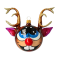 Load image into Gallery viewer, Rudolph the Joyful Reindeer. Handmade Glass Christmas ornament.