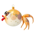 Load image into Gallery viewer, Gold fish Sparkling Bubblefish Handmade Glass Christmas ornament.