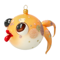 Load image into Gallery viewer, Gold fish Sparkling Bubblefish Handmade Glass Christmas ornament. 2021-036