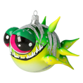 Load image into Gallery viewer, Green spiny fish. Handmade Glass Christmas ornament.
