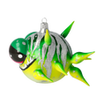 Load image into Gallery viewer, Green spiny fish. Handmade Glass Christmas ornament.
