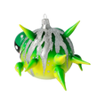 Load image into Gallery viewer, Green spiny fish. Handmade Glass Christmas ornament.