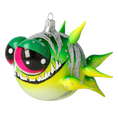Load image into Gallery viewer, Green spiny fish. Handmade Glass Christmas ornament. 2021-039
