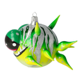Load image into Gallery viewer, Green spiny fish. Handmade Glass Christmas ornament. 2021-039