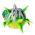 Load image into Gallery viewer, Green spiny fish. Handmade Glass Christmas ornament. 2021-039