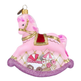 Load image into Gallery viewer, Pink Carousel Rocking Horse Tree Handmade Glass Christmas ornament 2021-059