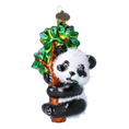 Załaduj obraz do przeglądarki galerii, Christmas Ornament Panda with Bamboo. Handmade Glass Christmas ornament. 2022-024