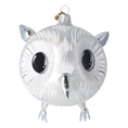 Load image into Gallery viewer, Silver Owl. Handmade Glass Christmas ornament.