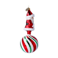 Load image into Gallery viewer, Peppermint Swirl Santa Ornament Handmade Glass Christmas ornament