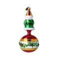 Load image into Gallery viewer, Glass Holly Flower Santa Claus on a reflector ball Handmade Glass Christmas ornament