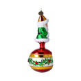 Load image into Gallery viewer, Glass Holly Flower Santa Claus on a reflector ball Handmade Glass Christmas ornament