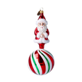 Load image into Gallery viewer, Peppermint Swirl Santa Ornament Handmade Glass Christmas ornament