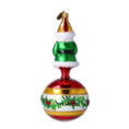 Load image into Gallery viewer, Glass Holly Flower Santa Claus on a reflector ball Handmade Glass Christmas ornament 2022-078