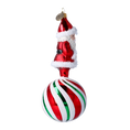 Load image into Gallery viewer, Peppermint Swirl Santa Ornament Handmade Glass Christmas ornament 2022-080