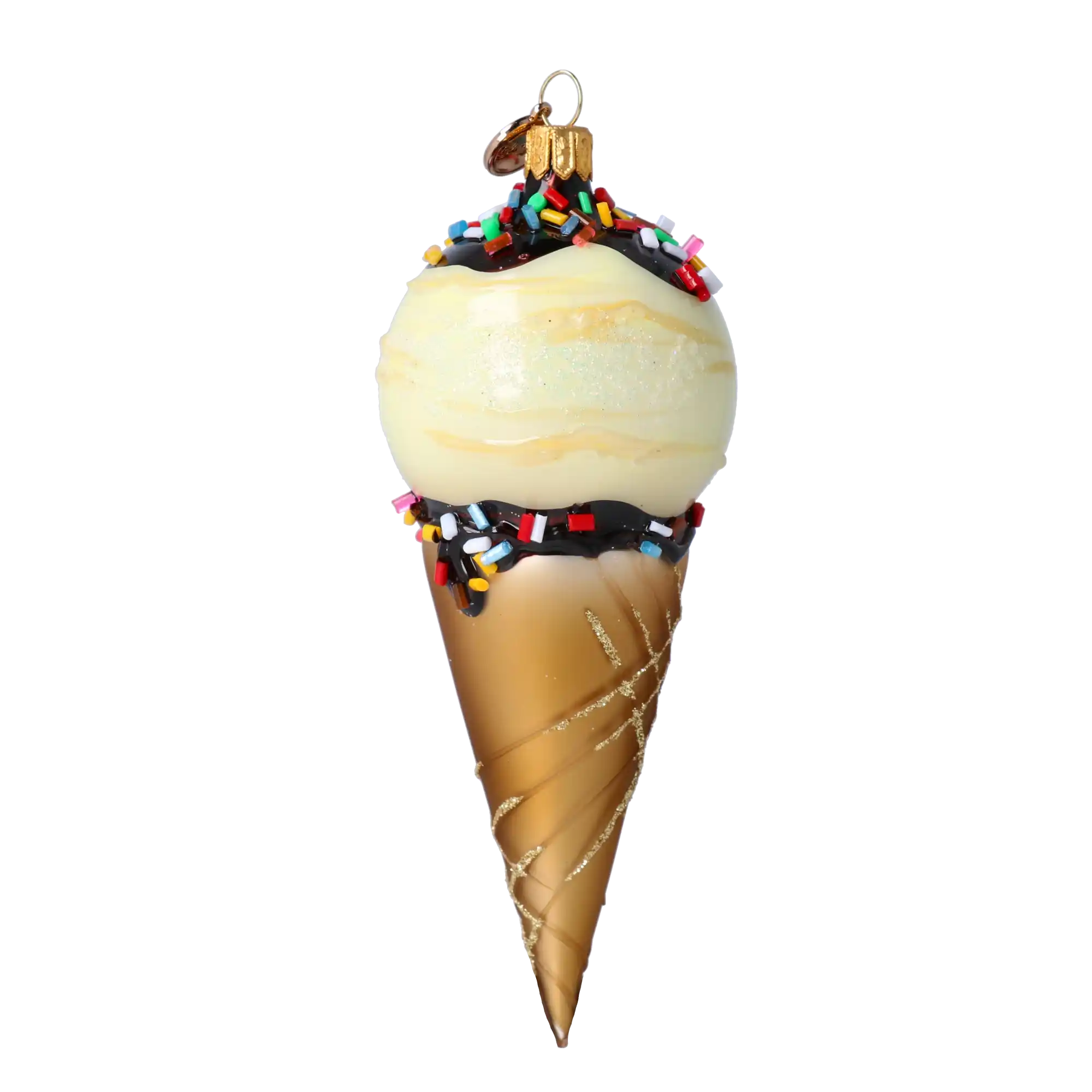 Vanilla Ice Cream Cone Handmade Glass Christmas ornament