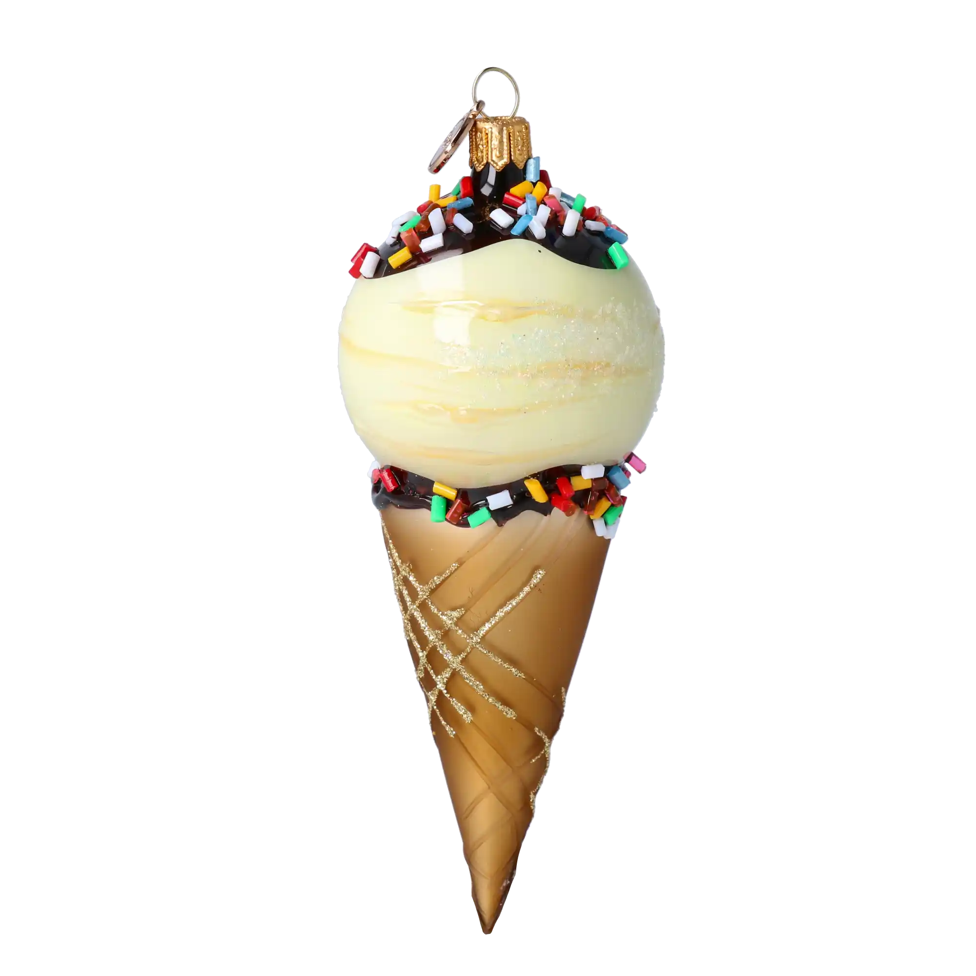 Vanilla Ice Cream Cone Handmade Glass Christmas ornament