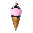 Load image into Gallery viewer, Strawberry Ice Cream Cone Glass Ornament Handmade Glass Christmas ornament