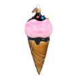 Load image into Gallery viewer, Strawberry Ice Cream Cone Glass Ornament Handmade Glass Christmas ornament