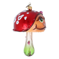 Load image into Gallery viewer, Enchanted Toadstool Mushroom. Handmade Glass Christmas ornament.